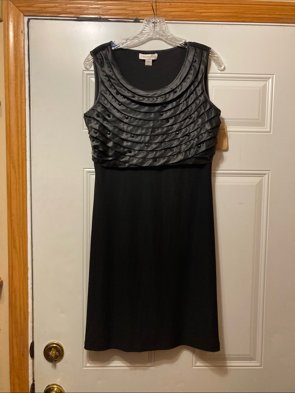 Coldwater Creek Black Sleeveless Textured Overlay Dress PS NWT